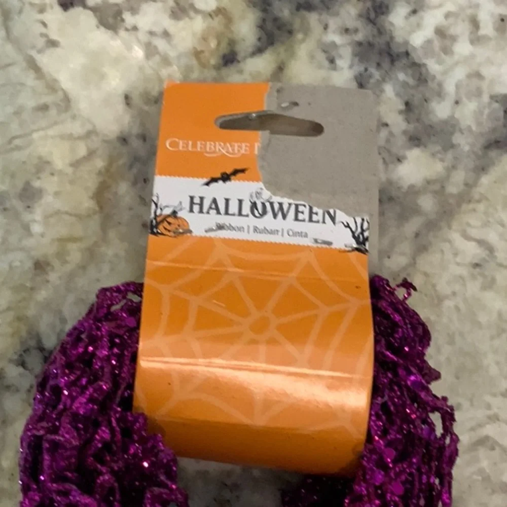 Purple Glitter Halloween Ribbon 48” long